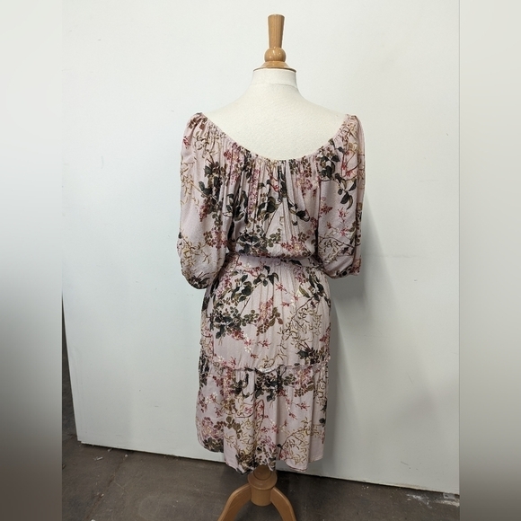 KAREN Kane Pink Floral Tiered Midi Dress XL Spring Poof Sleeve Feminine Romantic - Picture 8 of 16